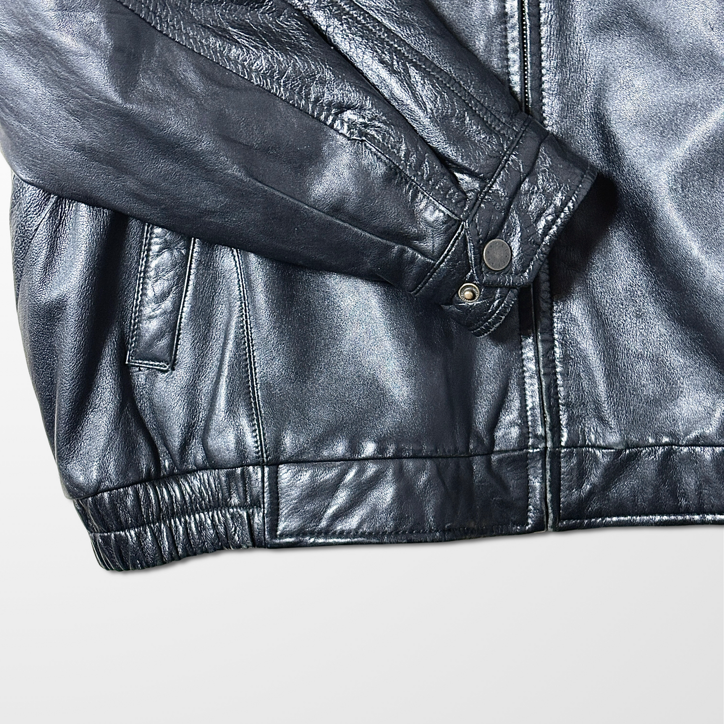 Perry Ellis Black Lambskin Leather Jacket – XL