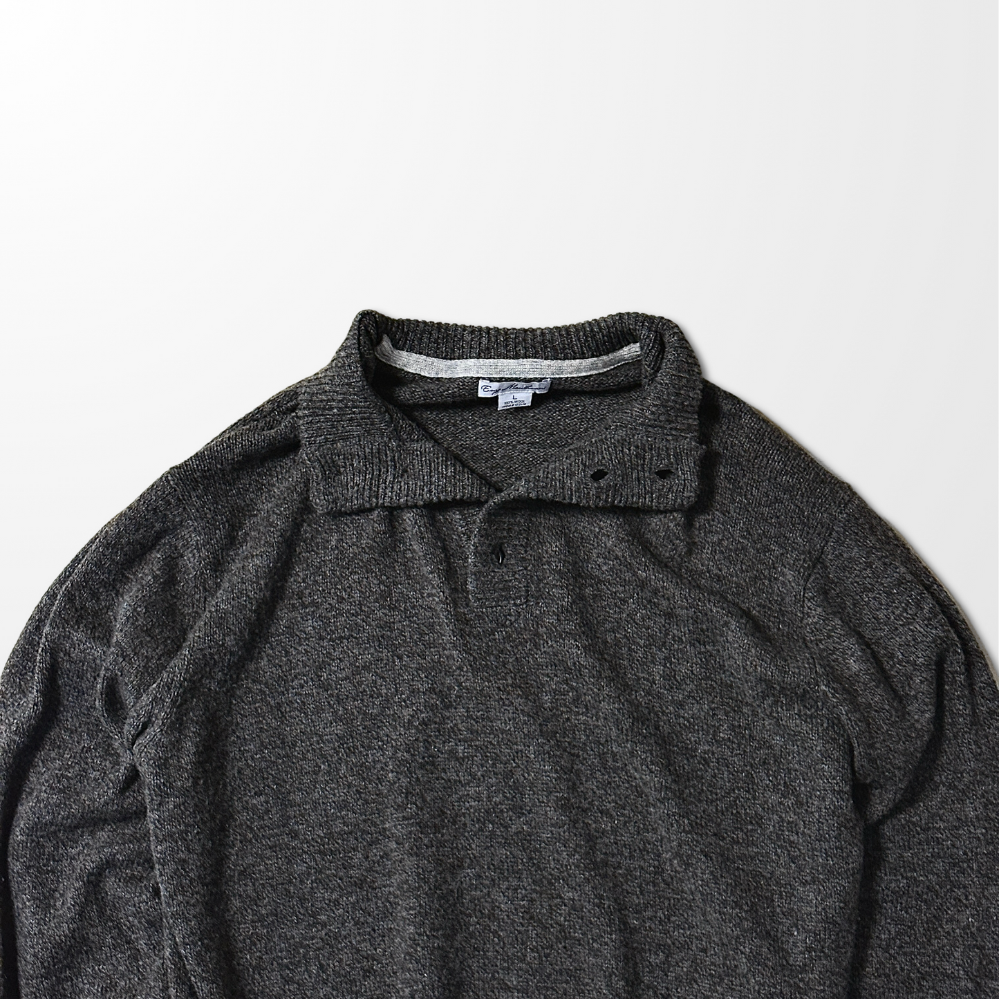 Henley Knit Sweater  Enzo Mantovani 100% Wool  – Charcoal – L