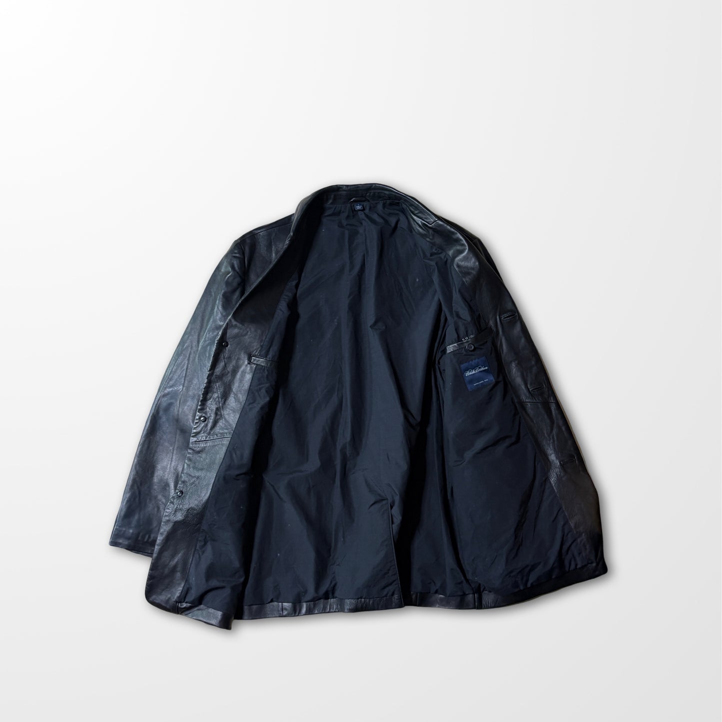 Brooks Brothers Leather Tailored Jacket – Black, L