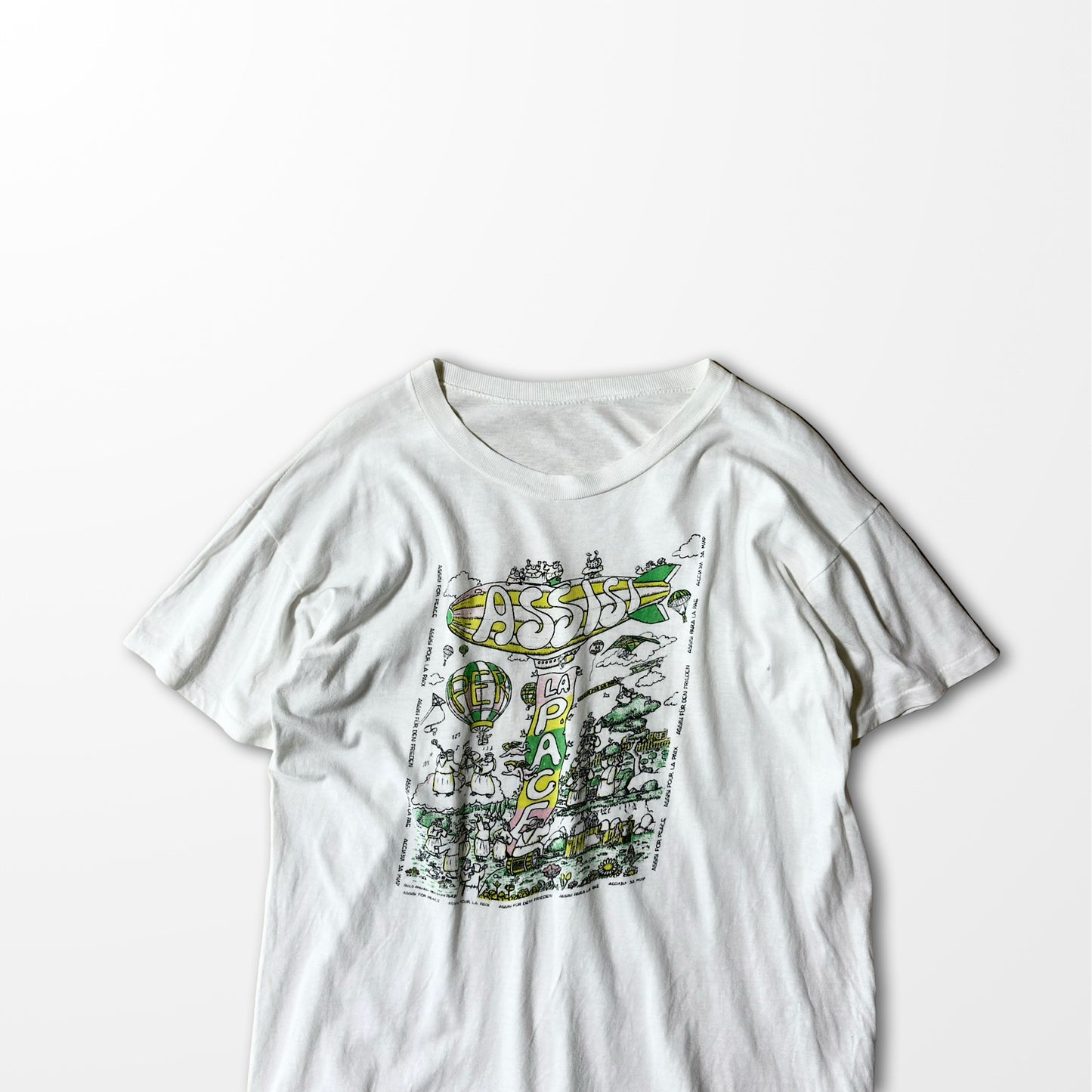 Hand-drawn peace graphic T-shirt / white / assist for peace