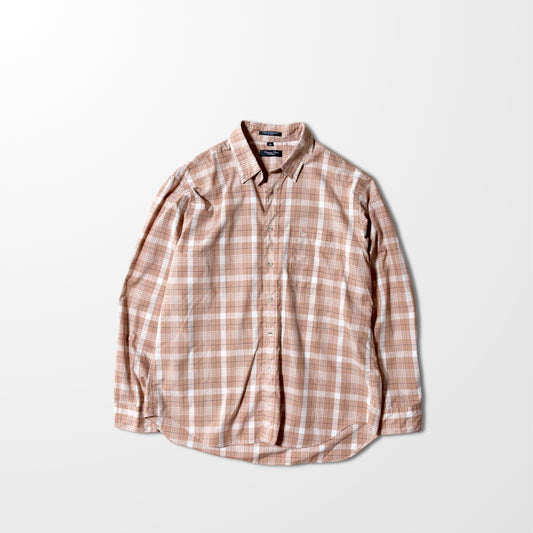 Christian Dior Gingham Check Shirt – Peach & White – Size XL  – Vintage