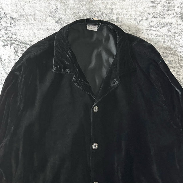 Black Rayon Velvet Shirt Jacket Relaxed Fit – M - CP SHADES