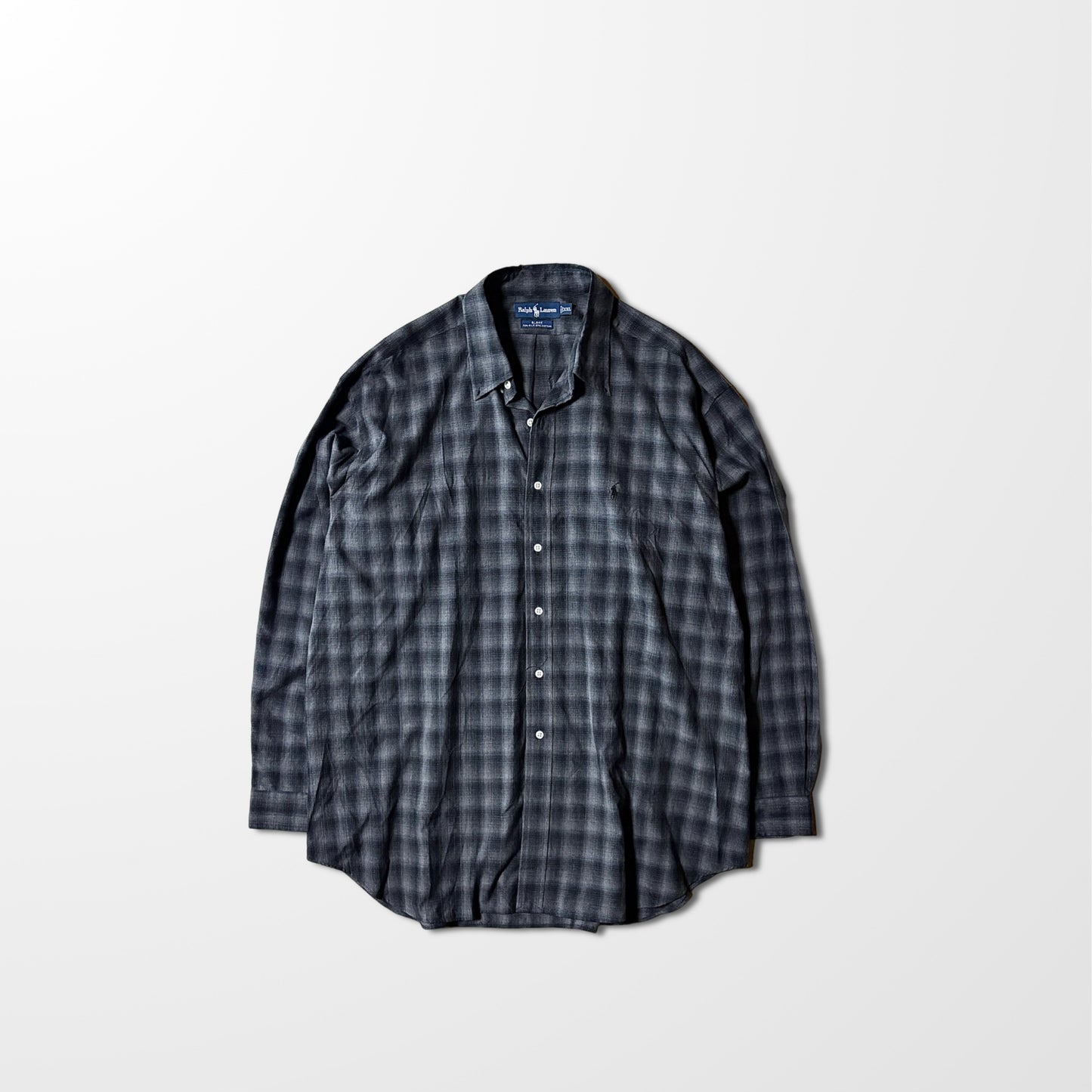 Ralph Lauren Silk Cotton Blend Black Check Shirt – XXL
