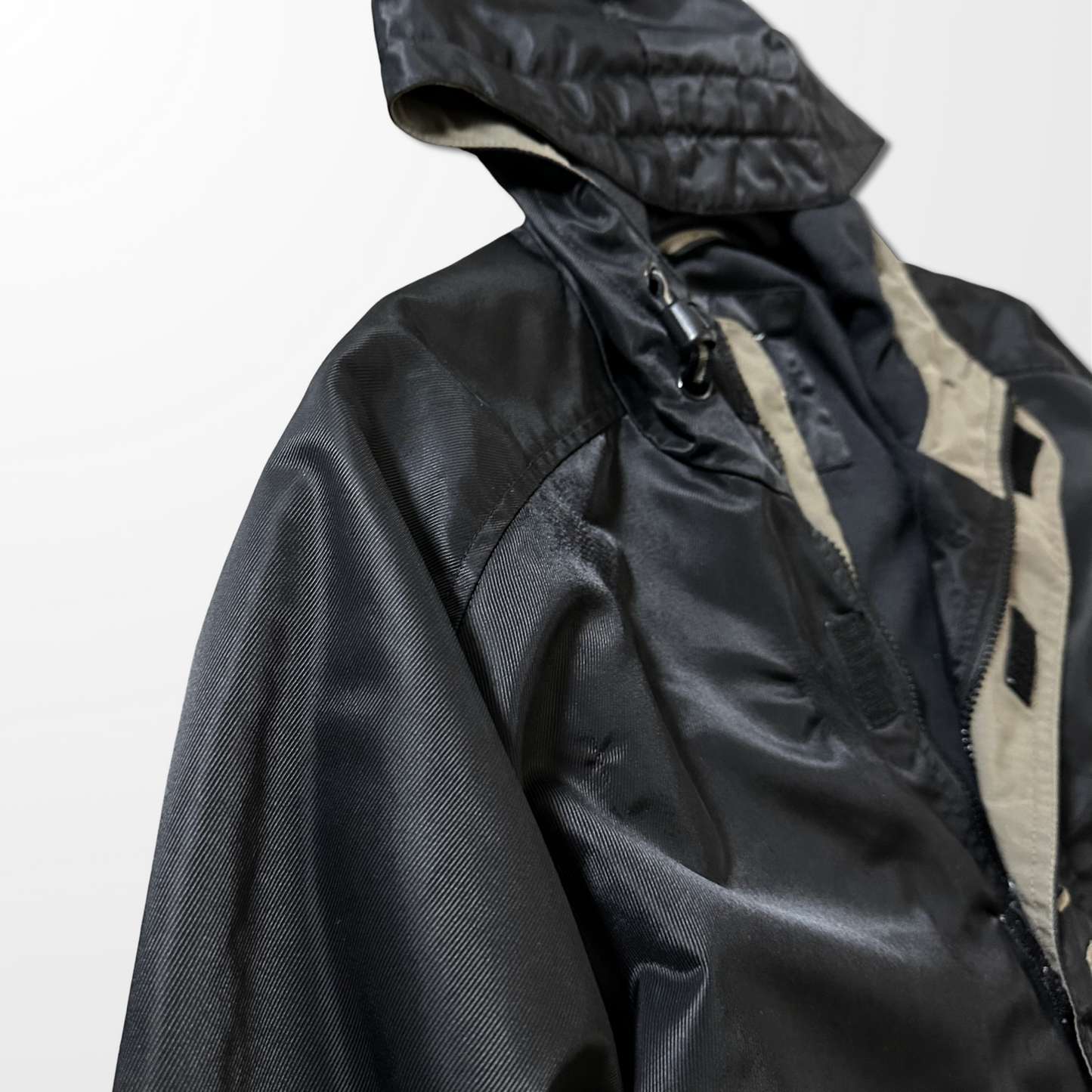 Nike Nylon Half-Zip Hooded Jacket – Black / Khaki – L