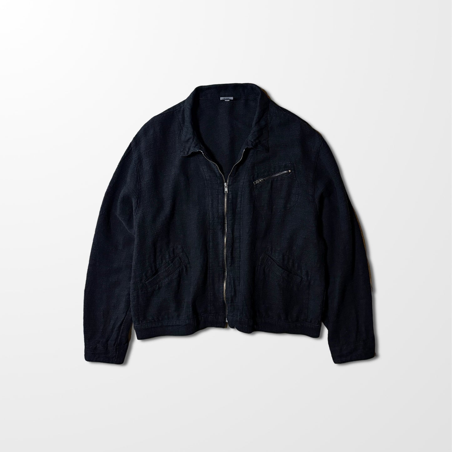 Cotton Linen Rayon Zip Jacket Black – L-CP Shades-