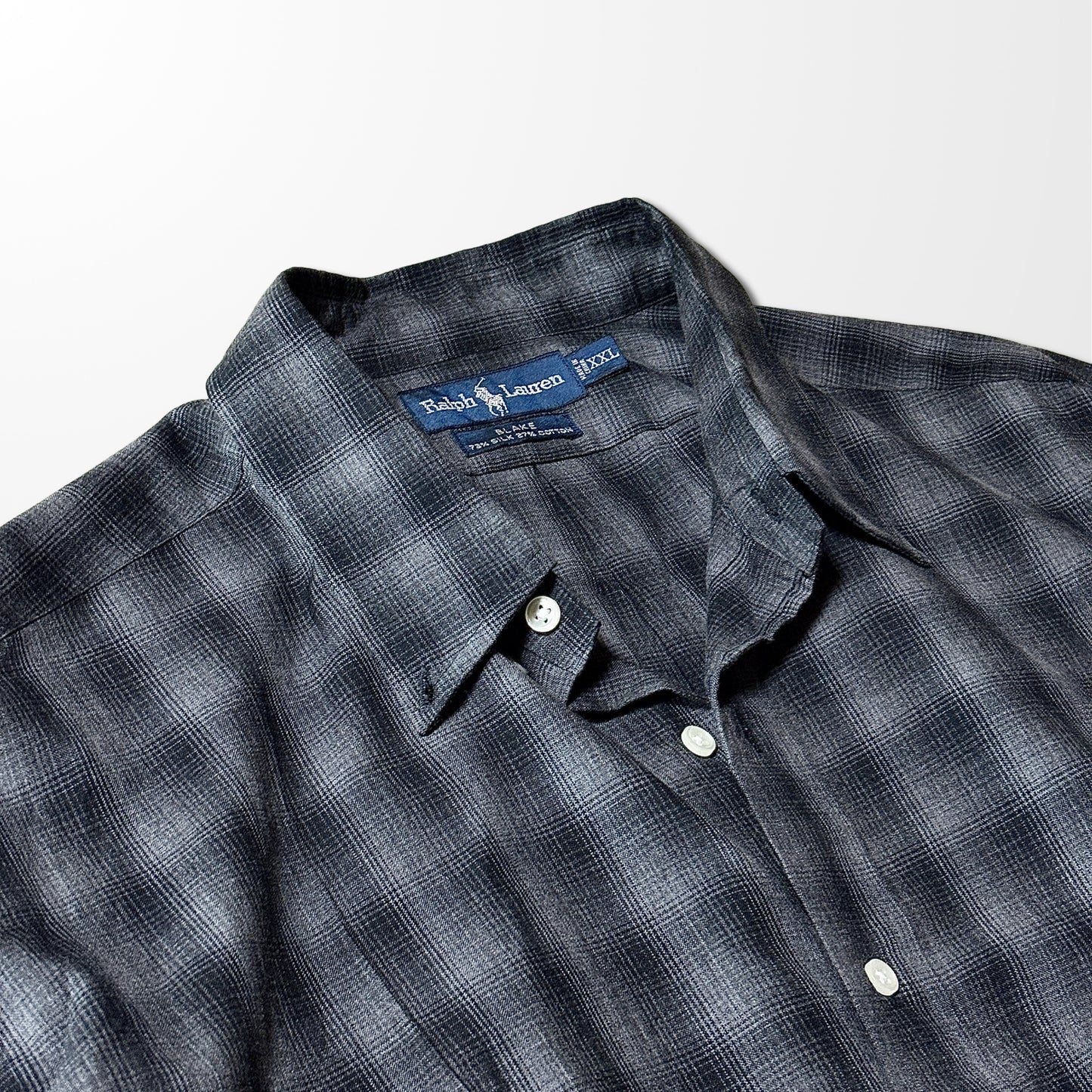 Ralph Lauren Silk Cotton Blend Black Check Shirt – XXL