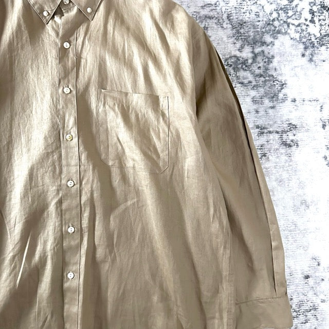 Perry Ellis Beige Linen Shirt Button Down – XL