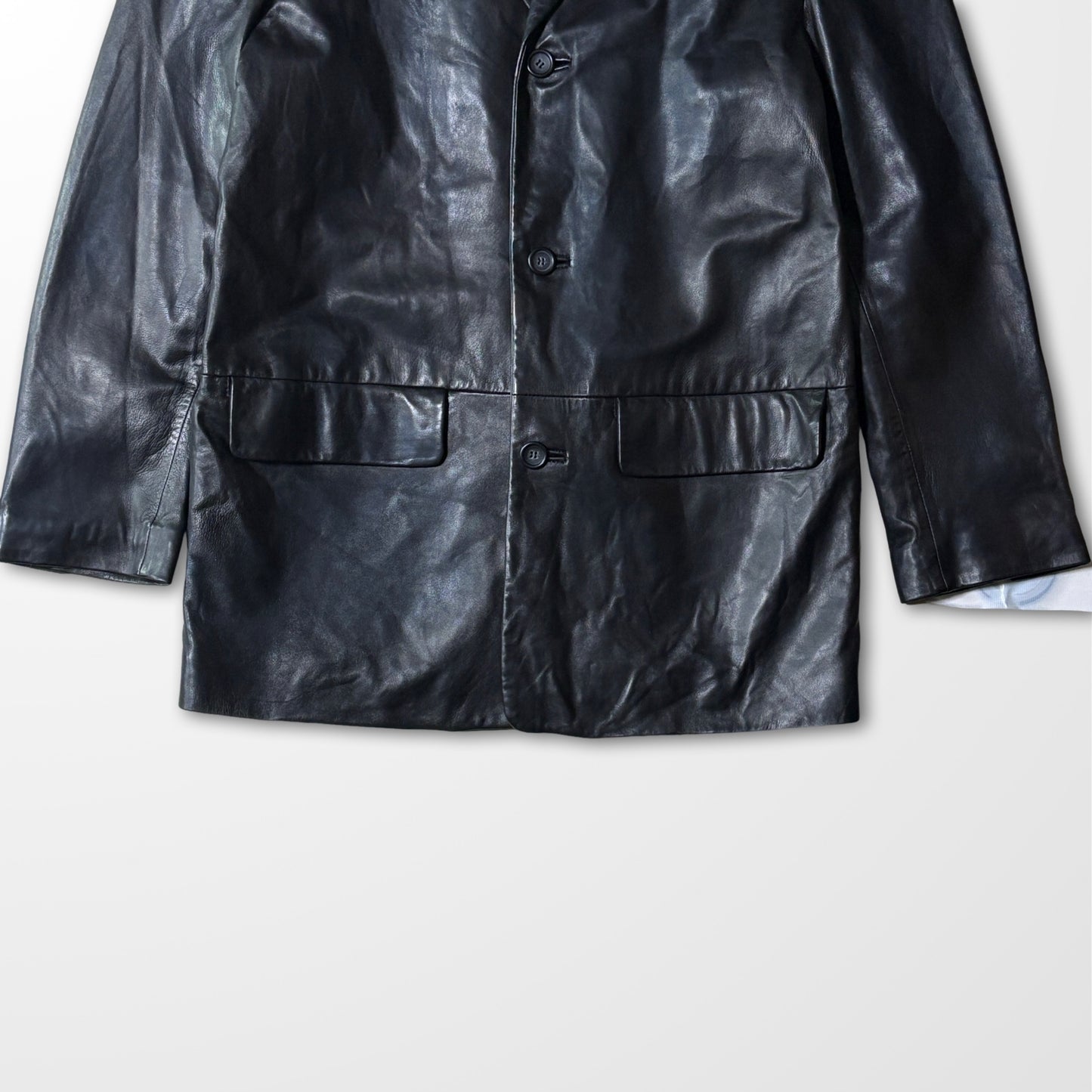 Brooks Brothers Leather Tailored Jacket – Black, L