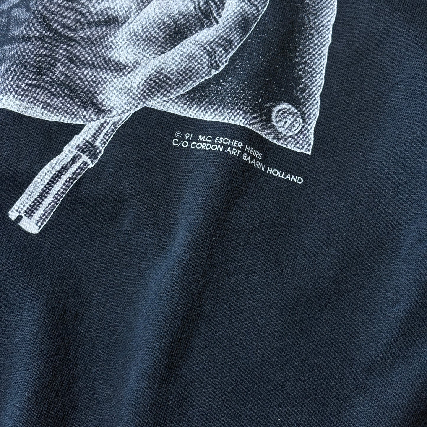 Escher Hand Drawing Hands Tee – Fade Black Art Print