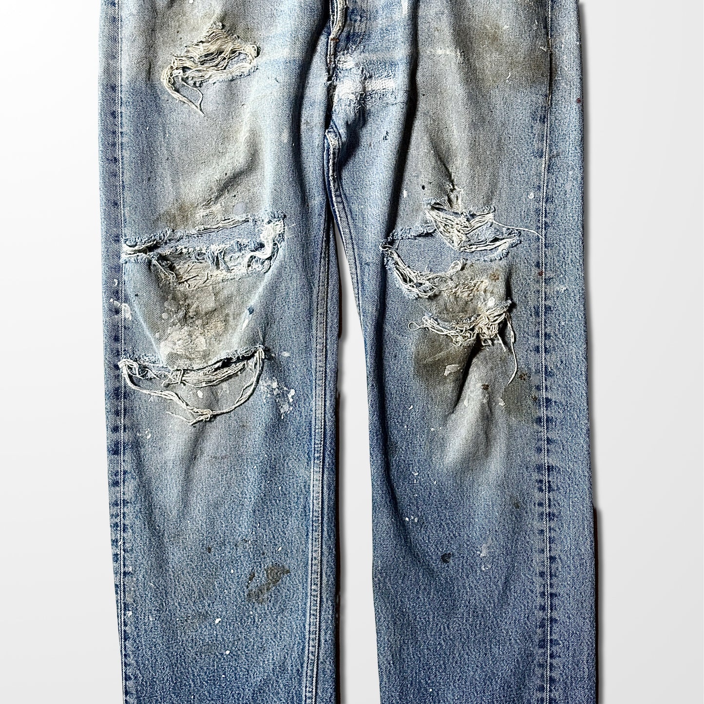 Levi’s 501 Vintage Distressed Jeans – Paint Stains & Heavy Fade – Made In USA  W38
