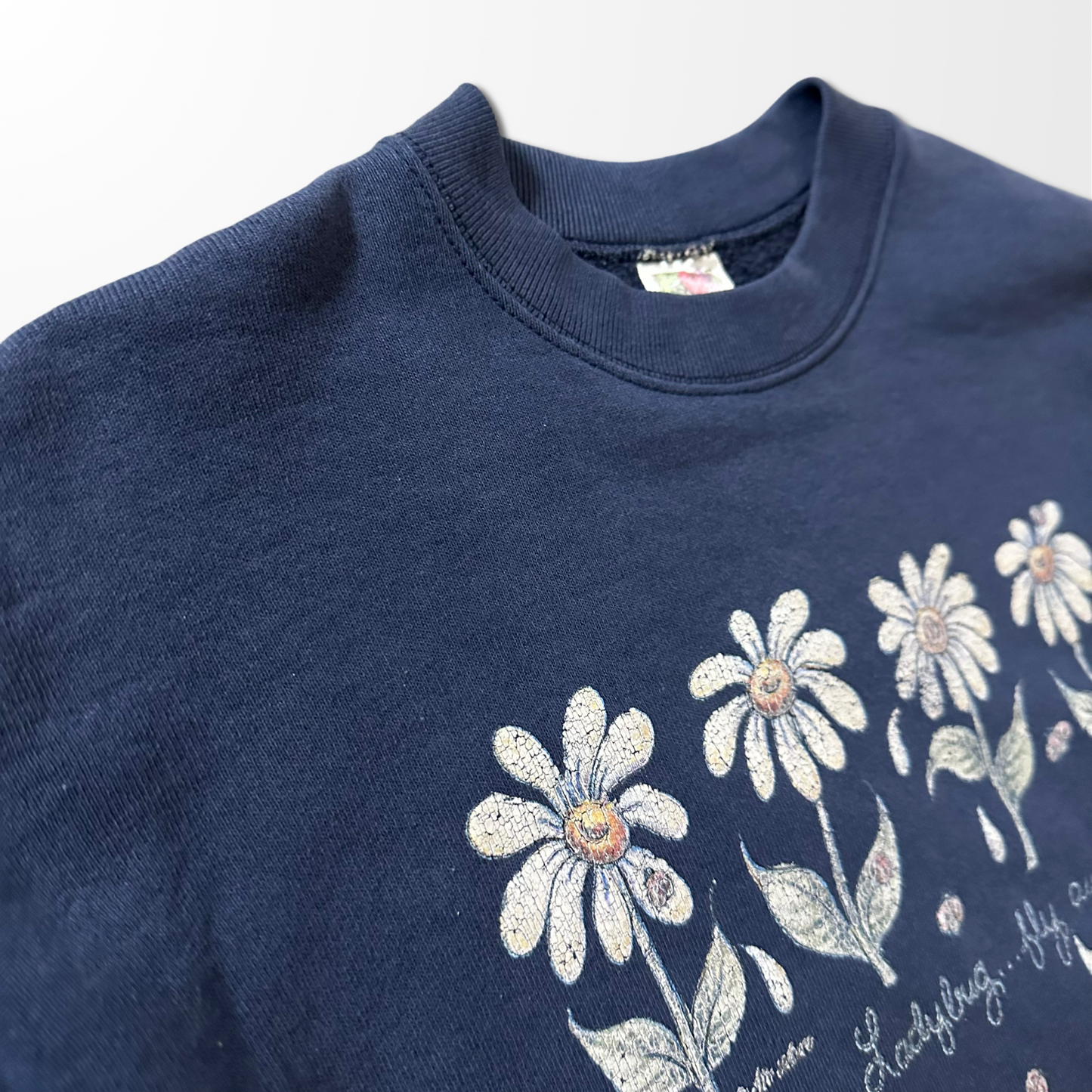 Fruit of the Loom “BEST” 50/50 Navy Floral Print Sweatshirt – L / Made in U.S.A.