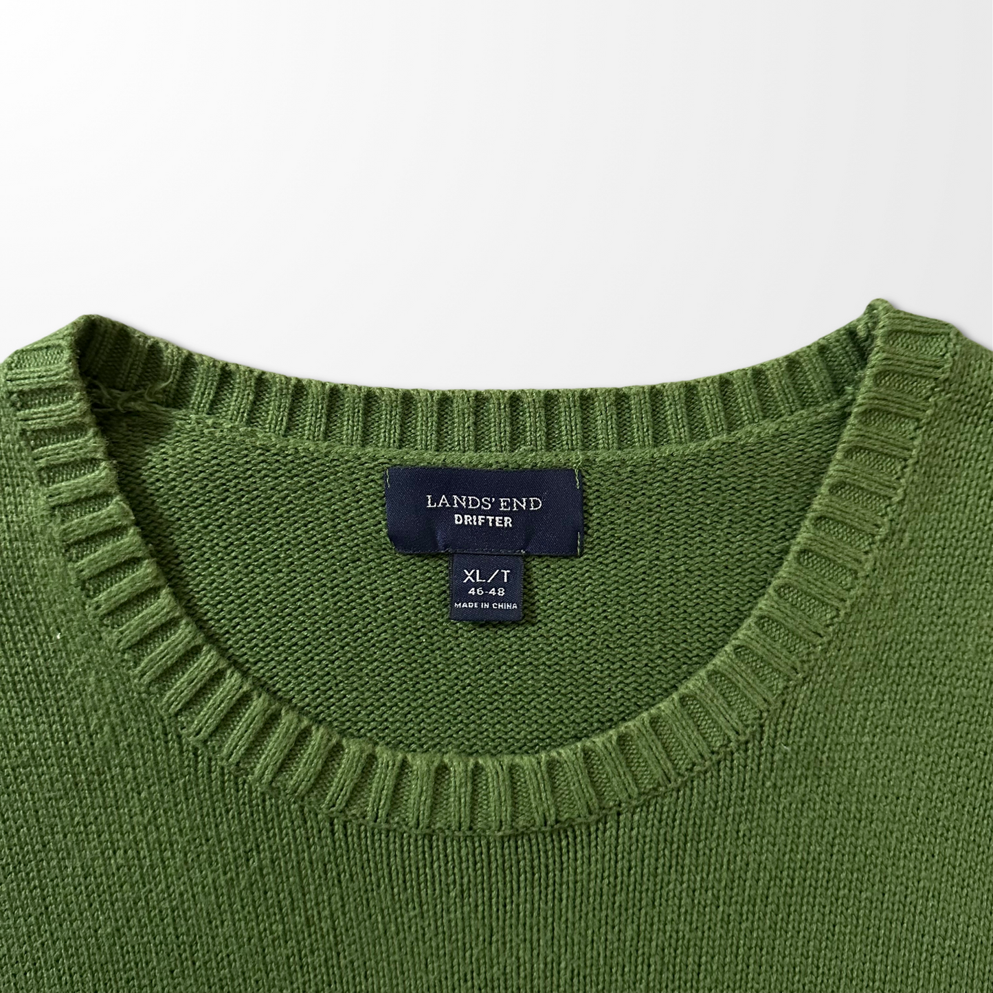 Lands’ End Drifter Cotton Sweater – XL Tall / Olive Green