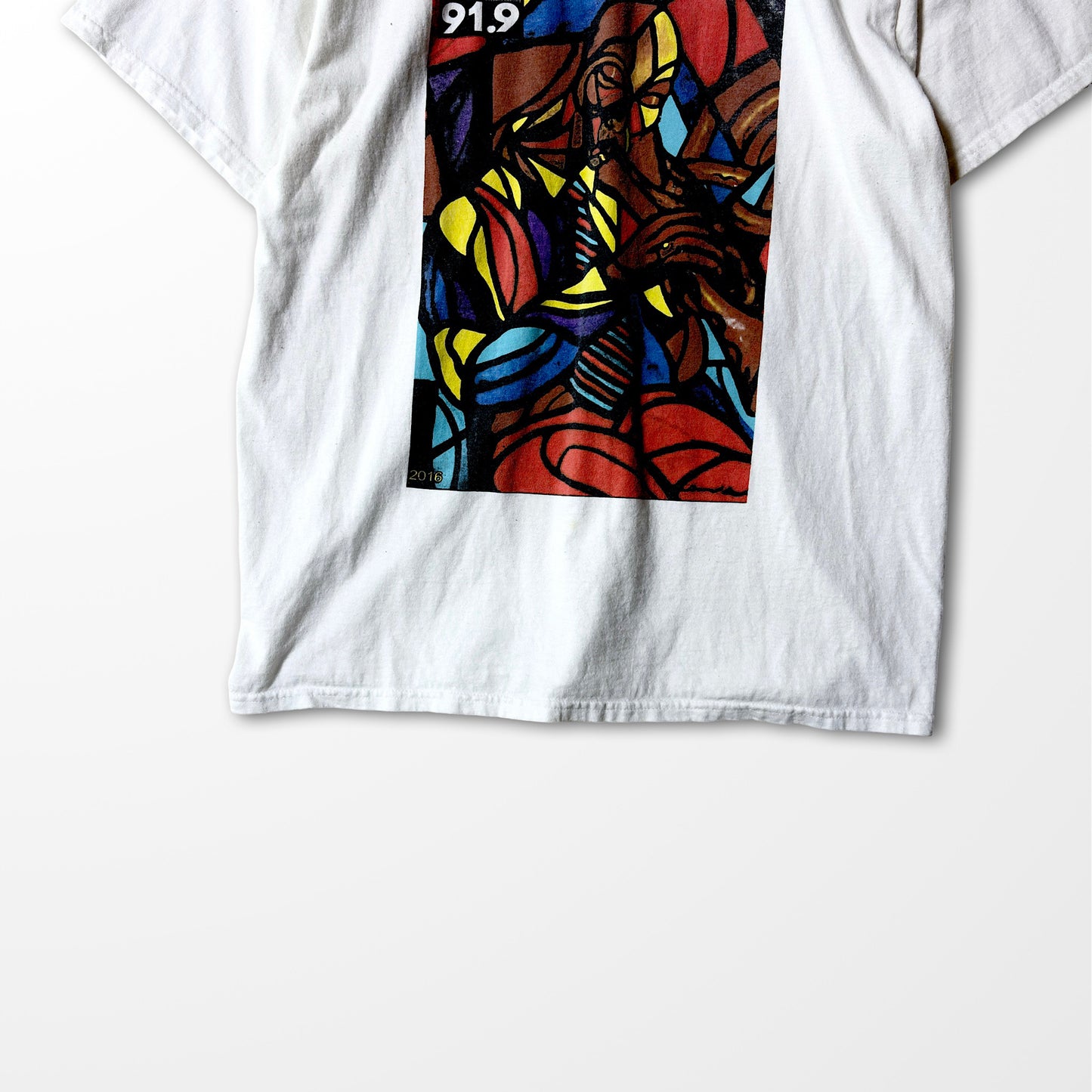 Jazz Art T-shirt "JAZZWEEK 91.9FM" / abstract print / white
