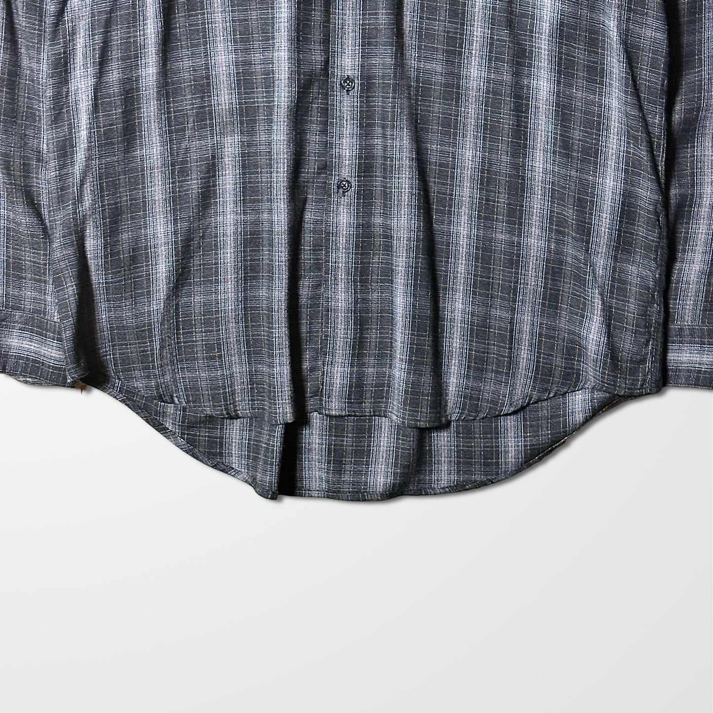 Perry Ellis Cotton Rayon Blend Black Gray Check Shirt – L