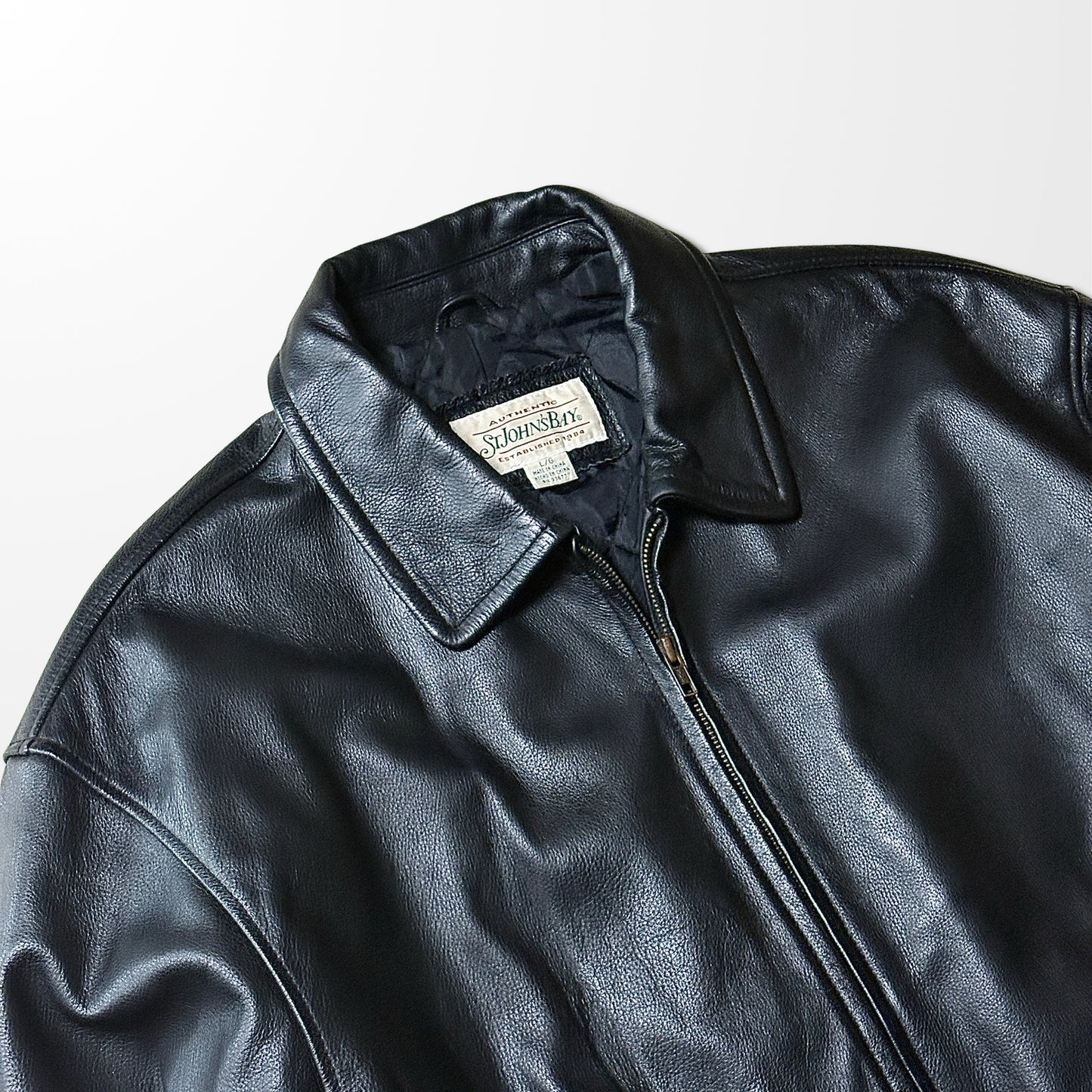 St. John’s Bay Genuine Leather Black Jacket – L