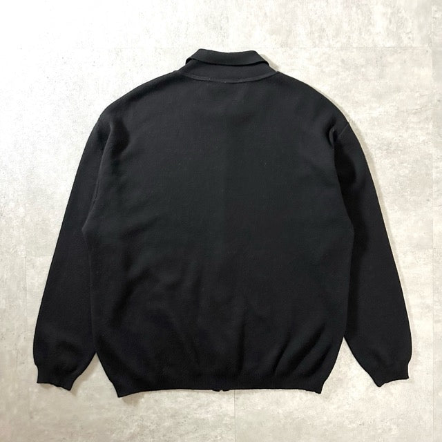 Merino Wool Zip Knit Polo Black – Made in Italy L
