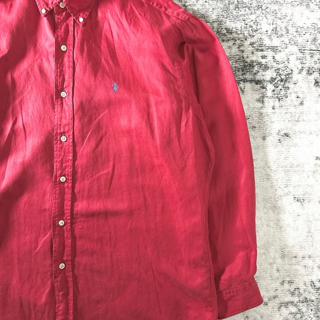 Ralph Lauren Red Silk Linen Shirt BLAKE – L