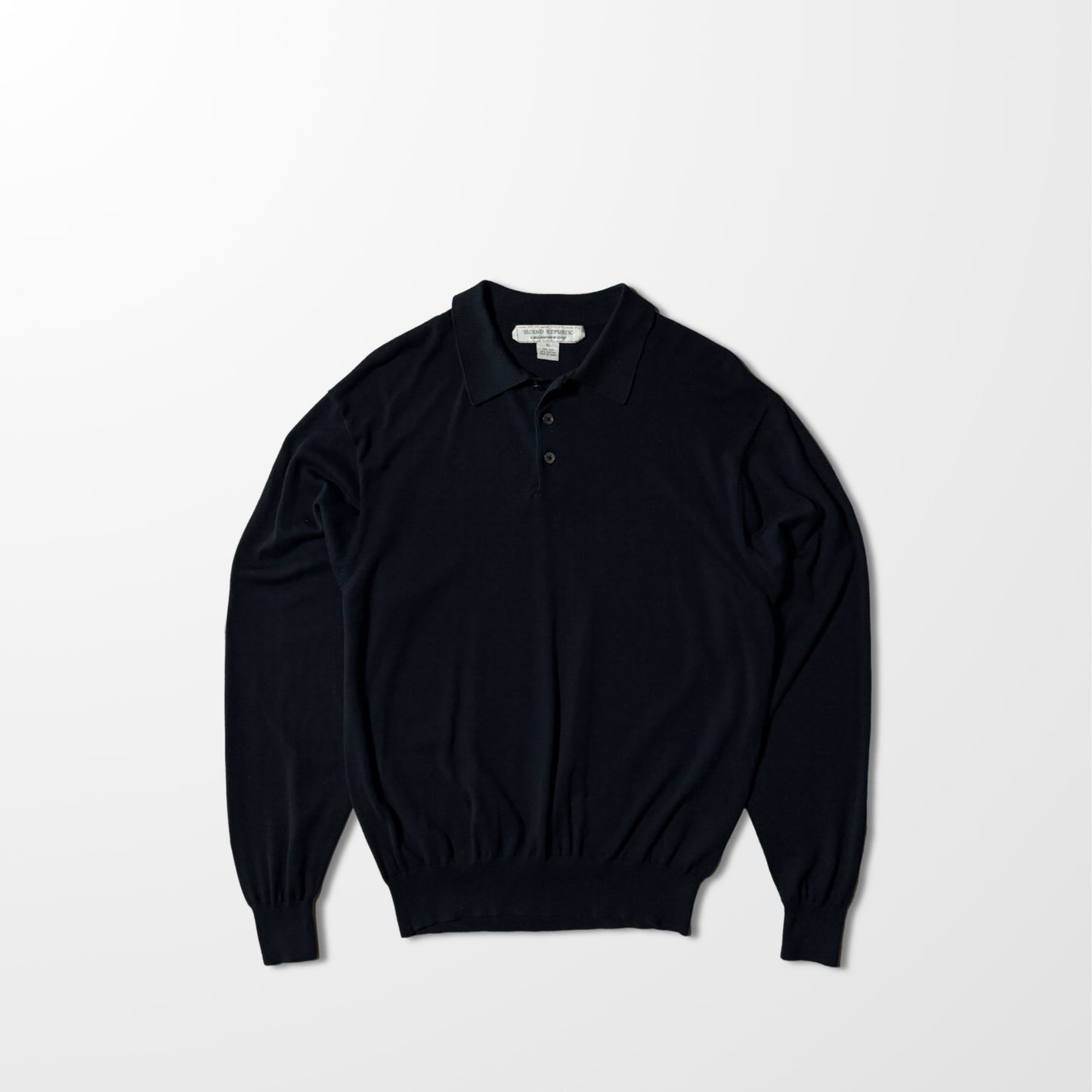 ISLAND REPUBLIC Silk Cotton Knit Polo Shirt - XL