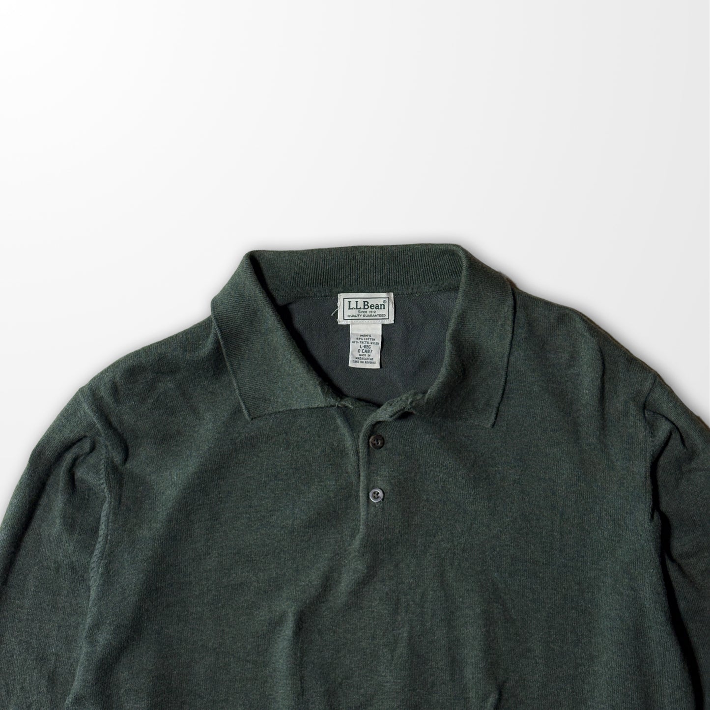 L.L.Bean Cotton Nylon Knit Polo Sweater Green – L