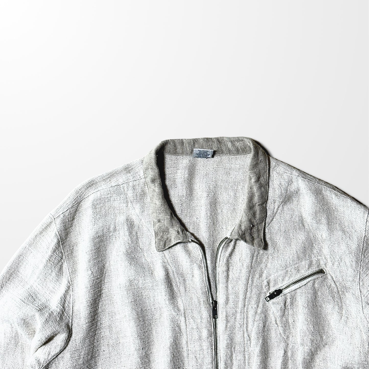 Cotton Linen Rayon Zip Jacket – White – L-CP Shades