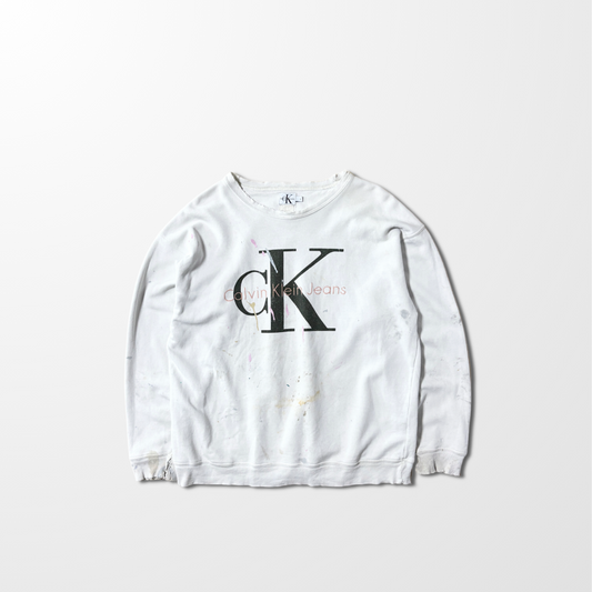Calvin Klein Jeans Paint Stained Sweatshirt – White – L