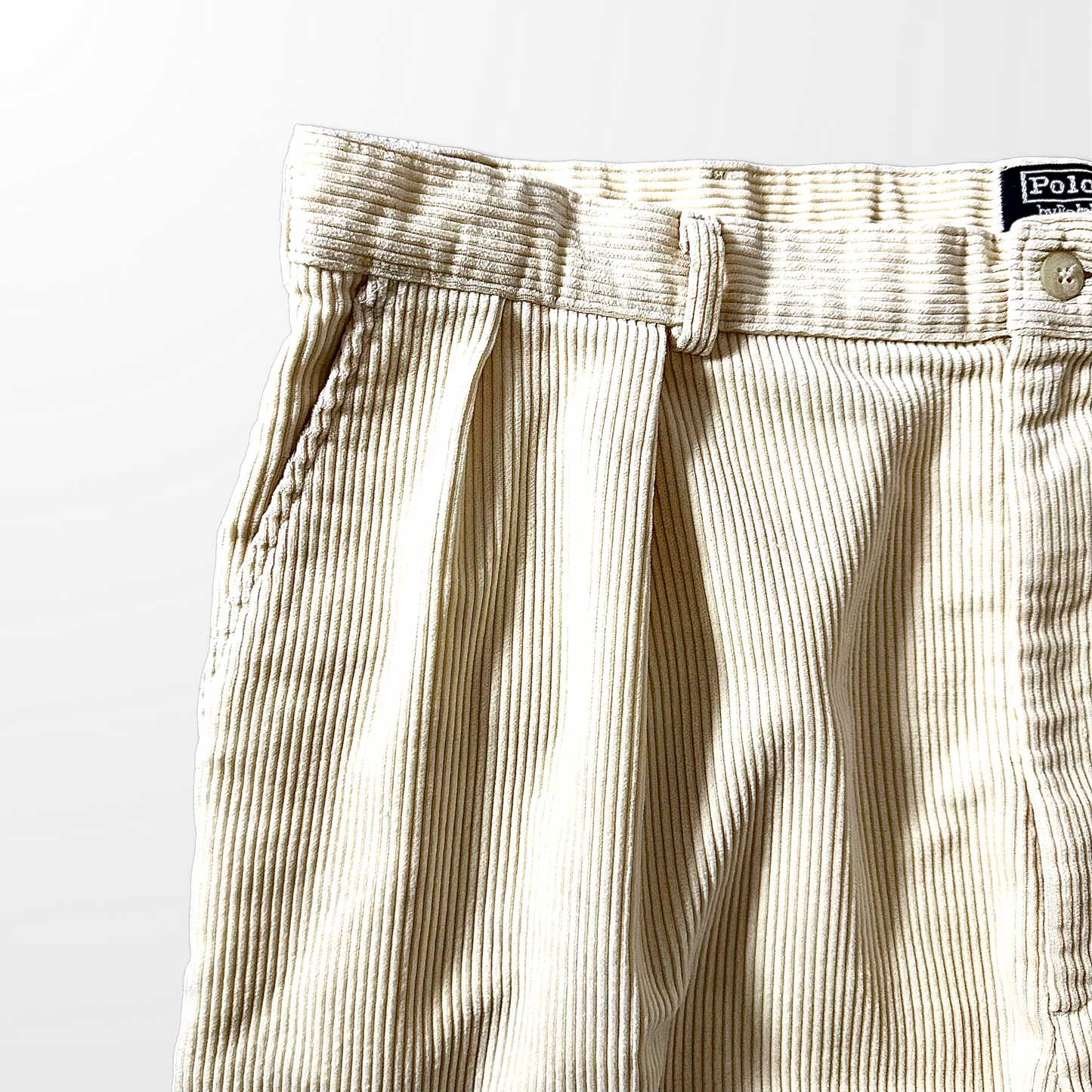 Ralph Lauren Corduroy Pleated Pants – Cream – W38　Made In USA