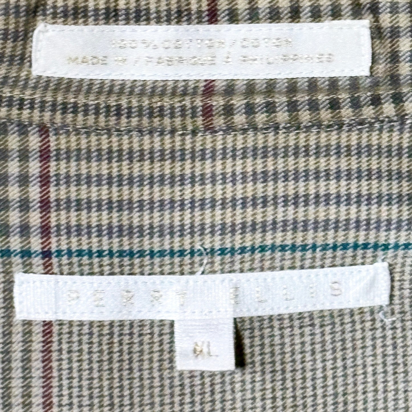 PERRY ELLIS Cotton  Check Shirt – Beige Brown - XL