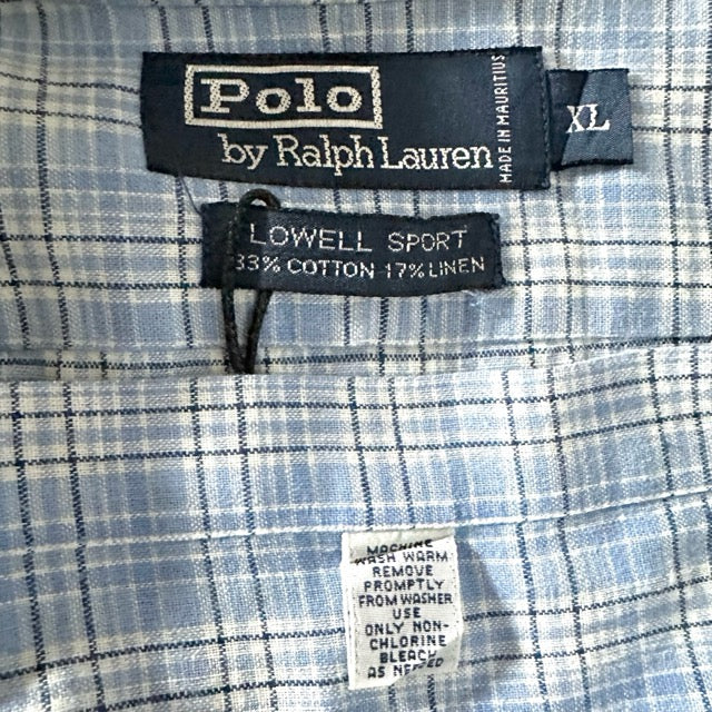 Polo by Ralph Lauren Blue Check Linen Blend Shirt – L