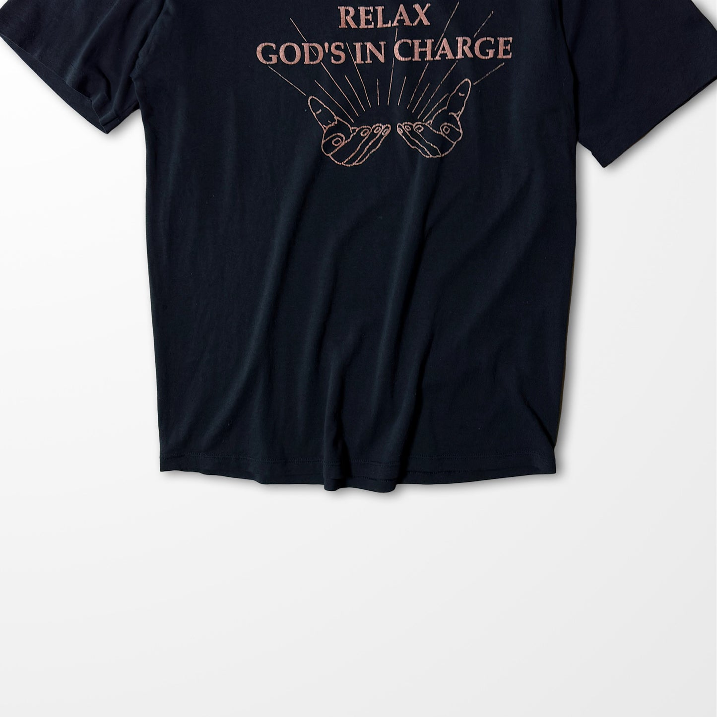 graphic T-shirt "RELAX GOD’S IN CHARGE" /  single stitch