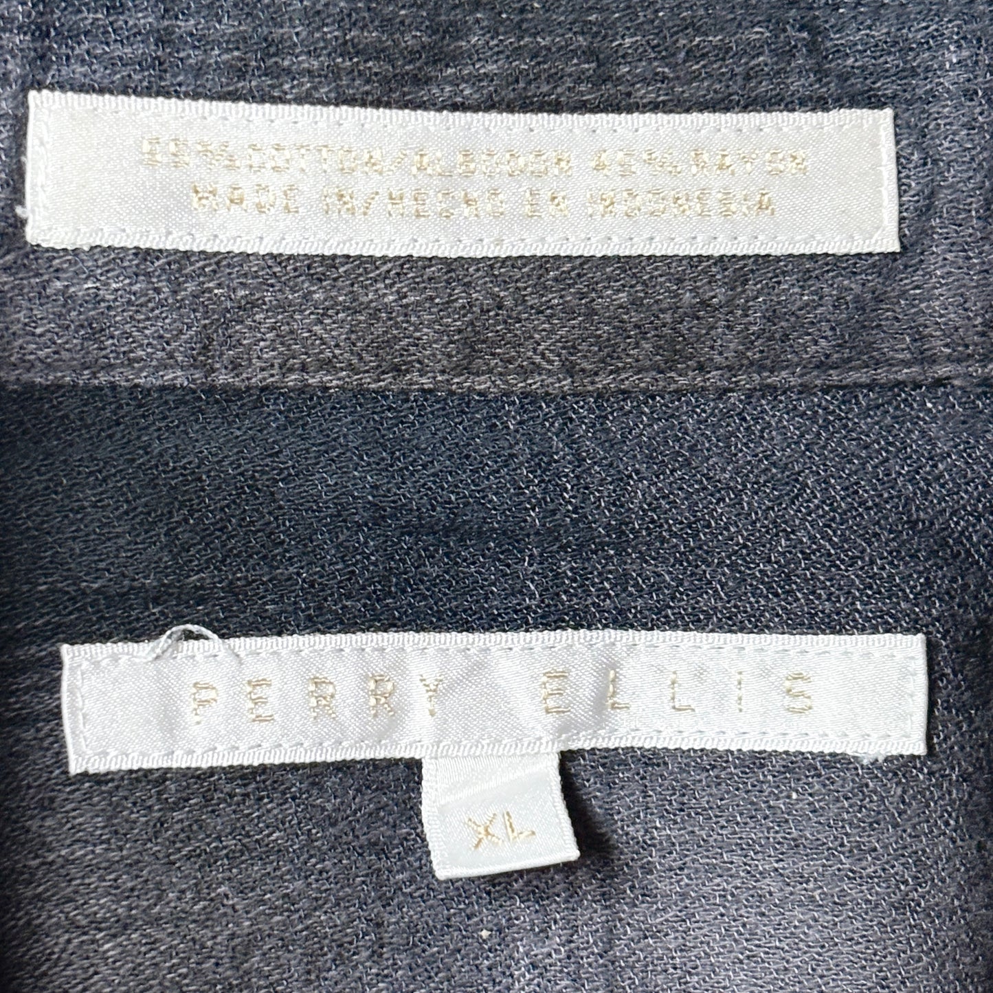 Shadow Check　Rayon　Cotton  Shirt - XL　Perry Ellis