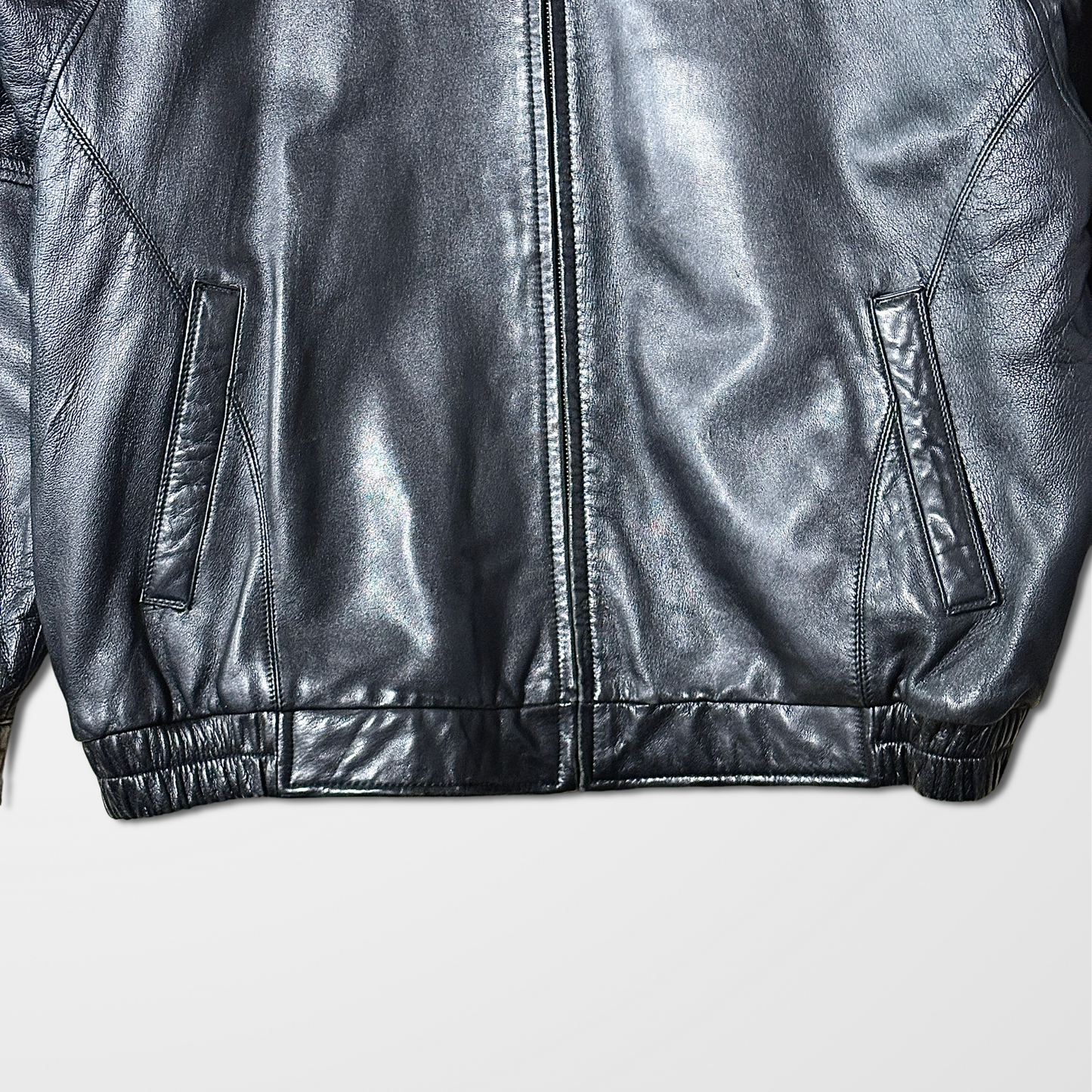 Perry Ellis Black Lambskin Leather Jacket – XL