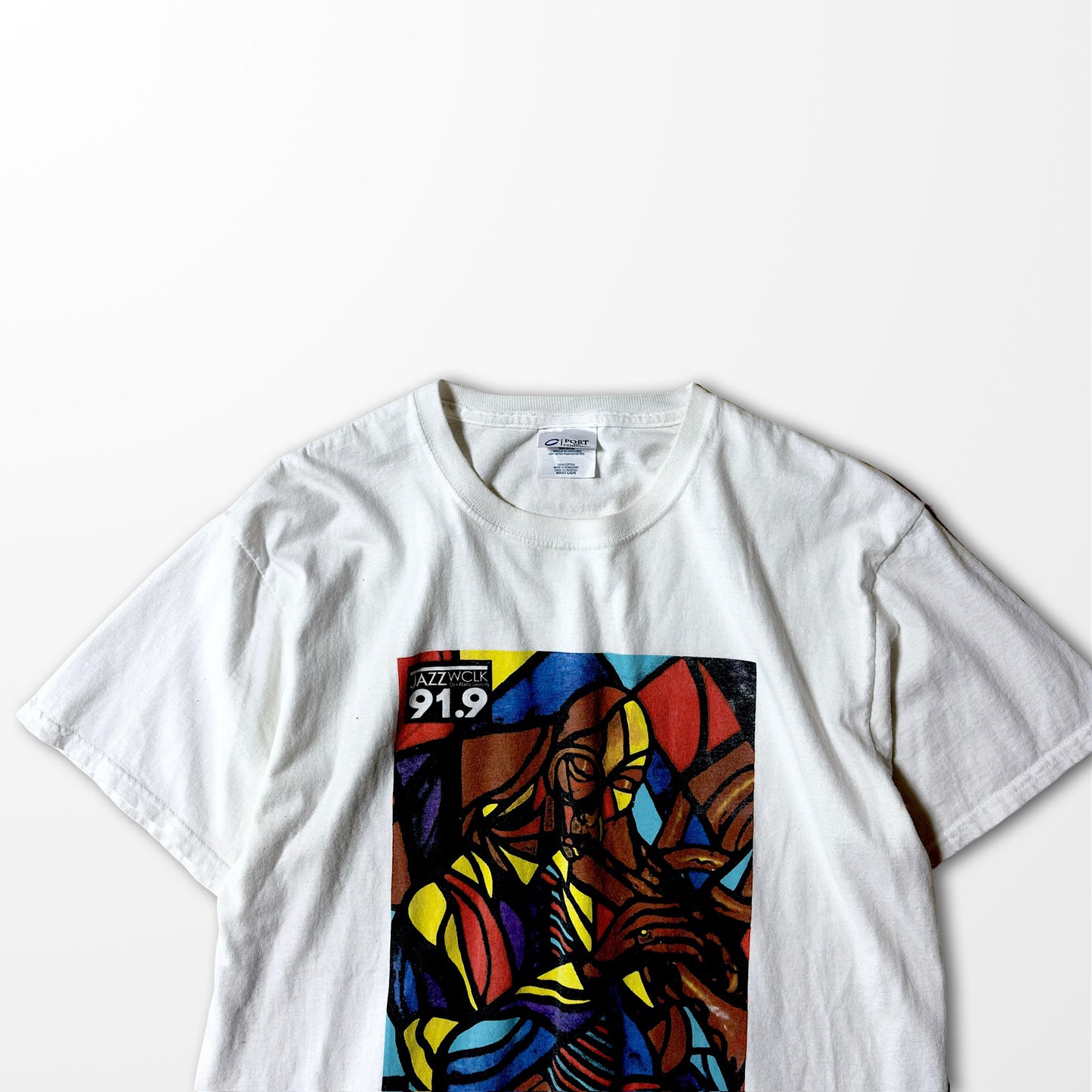 Jazz Art T-shirt "JAZZWEEK 91.9FM" / abstract print / white