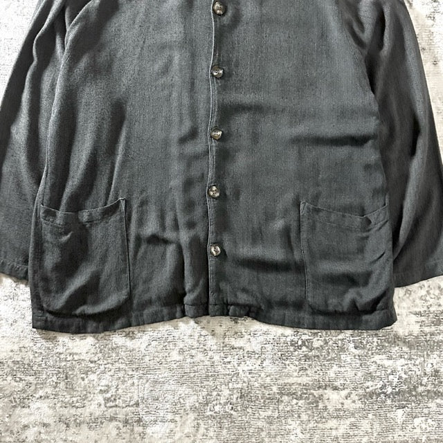 Rayon Herringbone Shirt Jacket Charcoal – L - CP SHADES