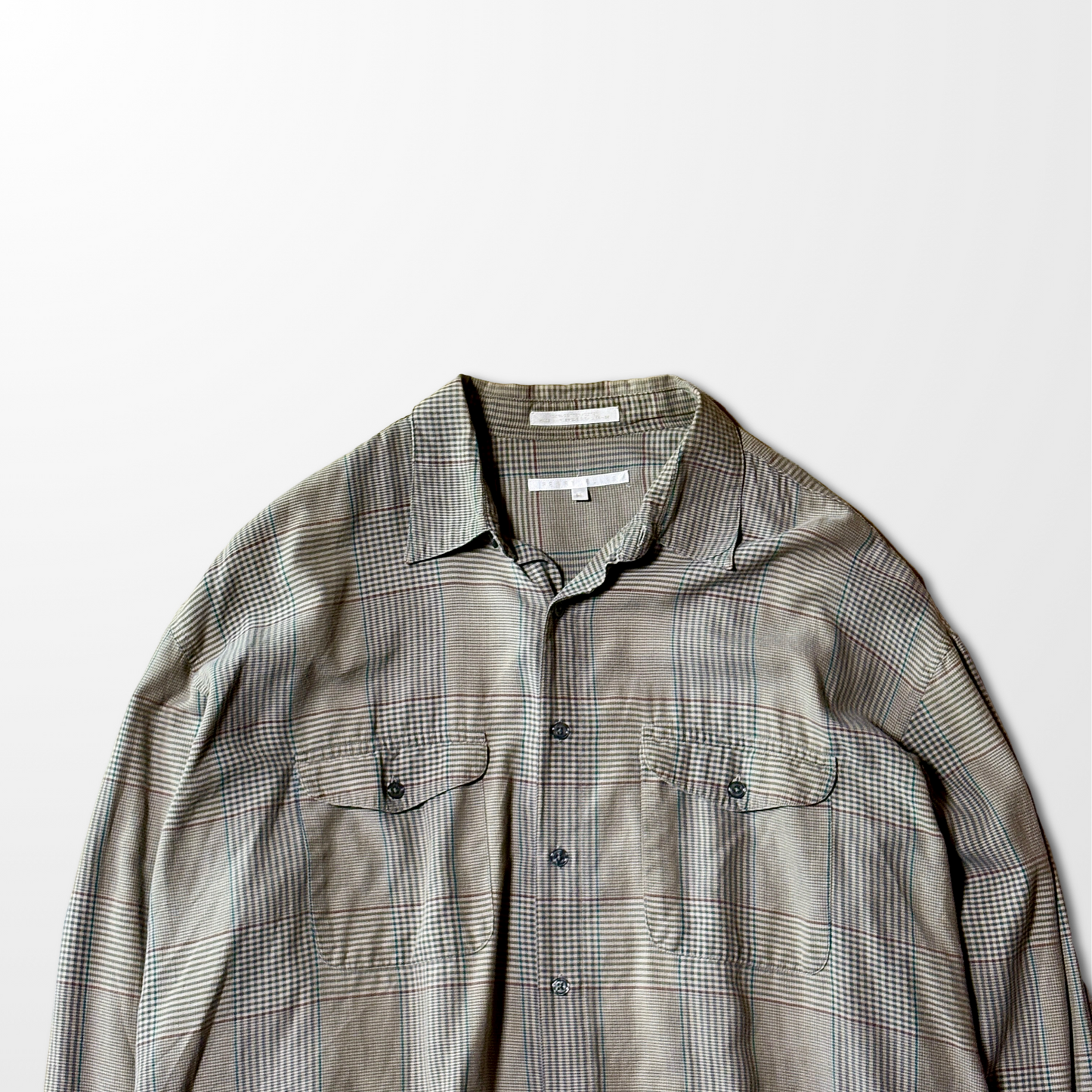 PERRY ELLIS Cotton  Check Shirt – Beige Brown - XL