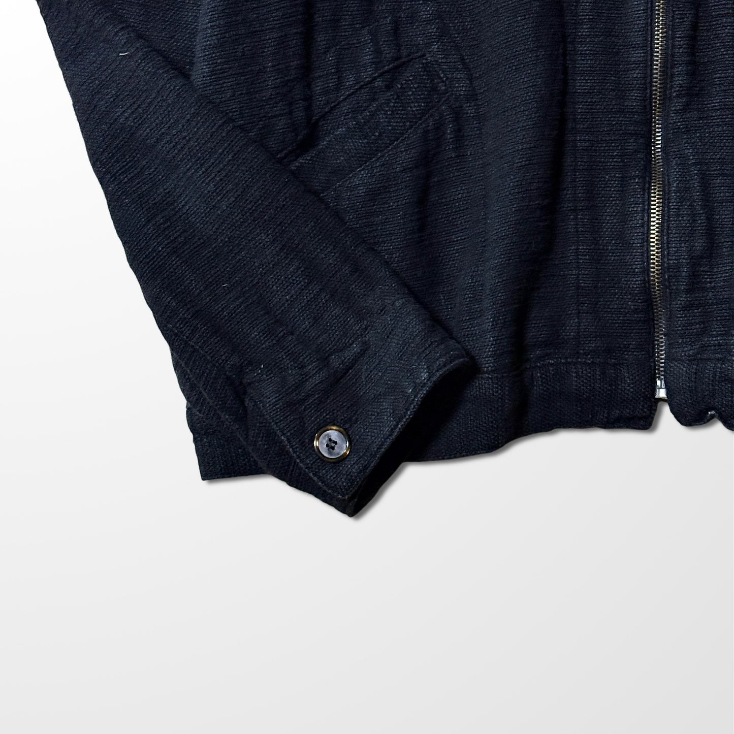 Cotton Linen Rayon Zip Jacket Black – L-CP Shades-