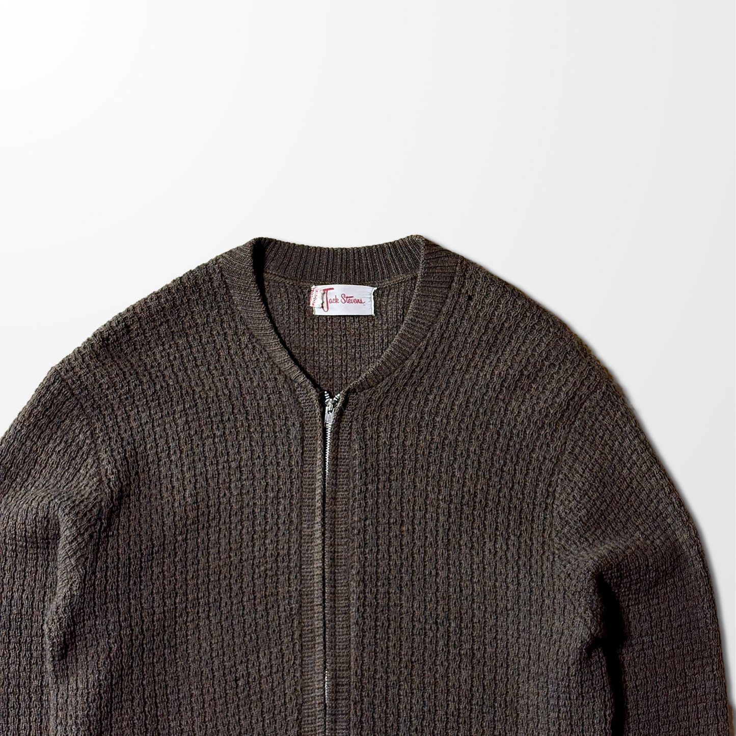 Zip Cardigan – Brown Heather Knit　 Wool