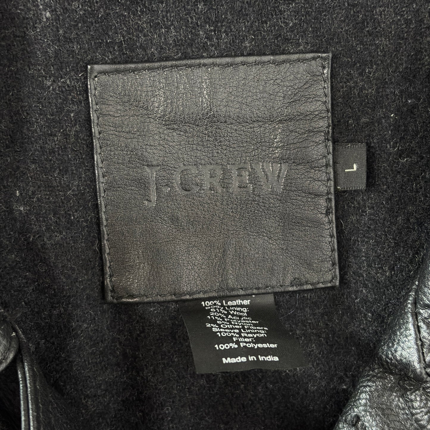 J.Crew Genuine Leather Black Jacket – L