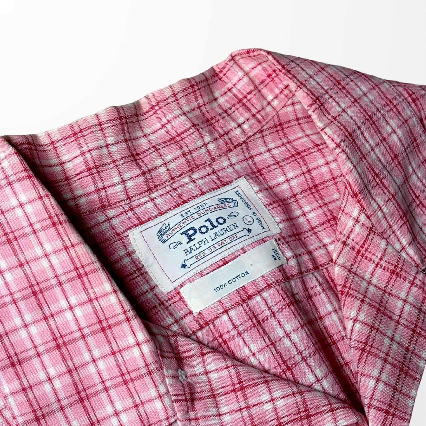 Polo Ralph Lauren Pink Plaid Open Collar Shirt 90s