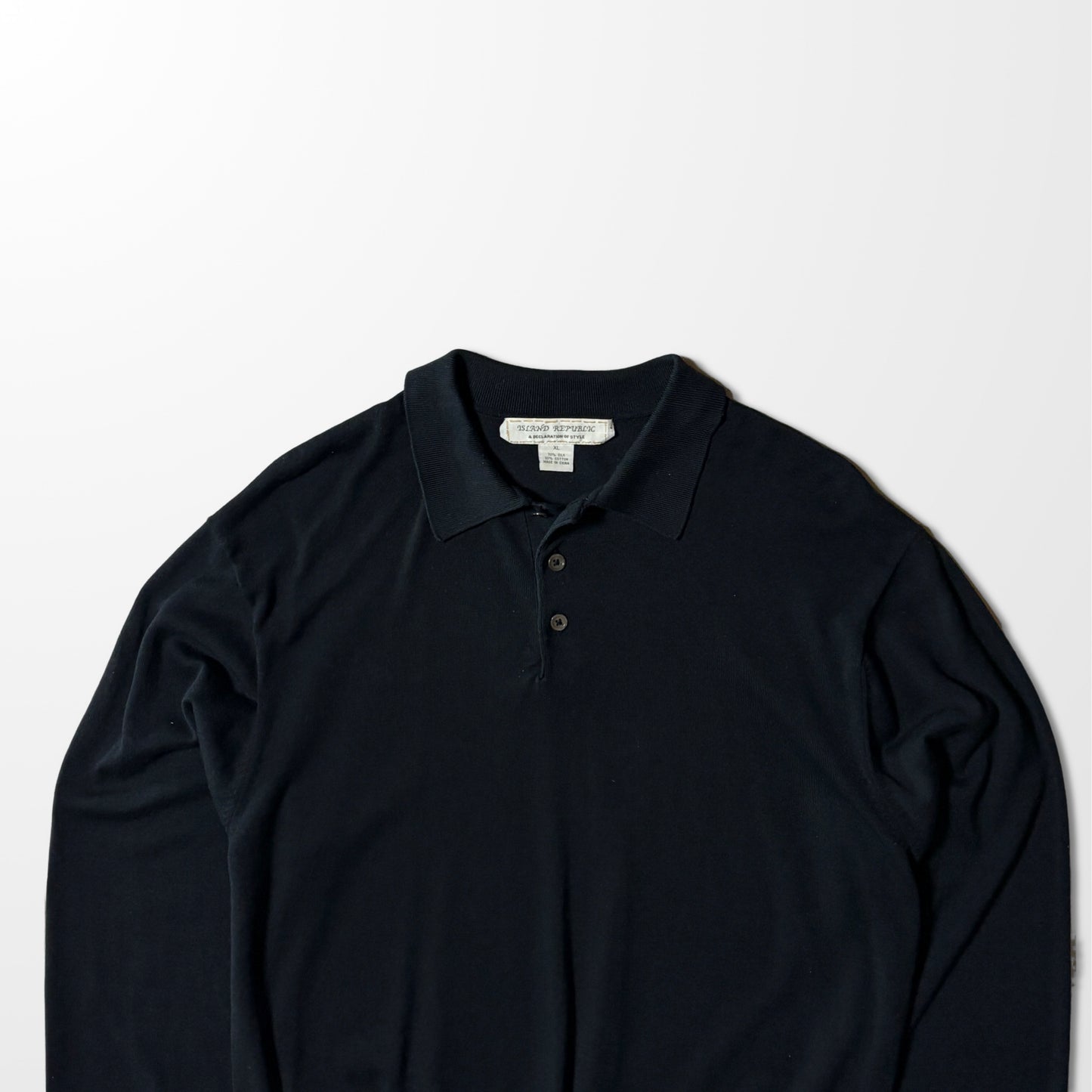 ISLAND REPUBLIC Silk Cotton Knit Polo Shirt - XL