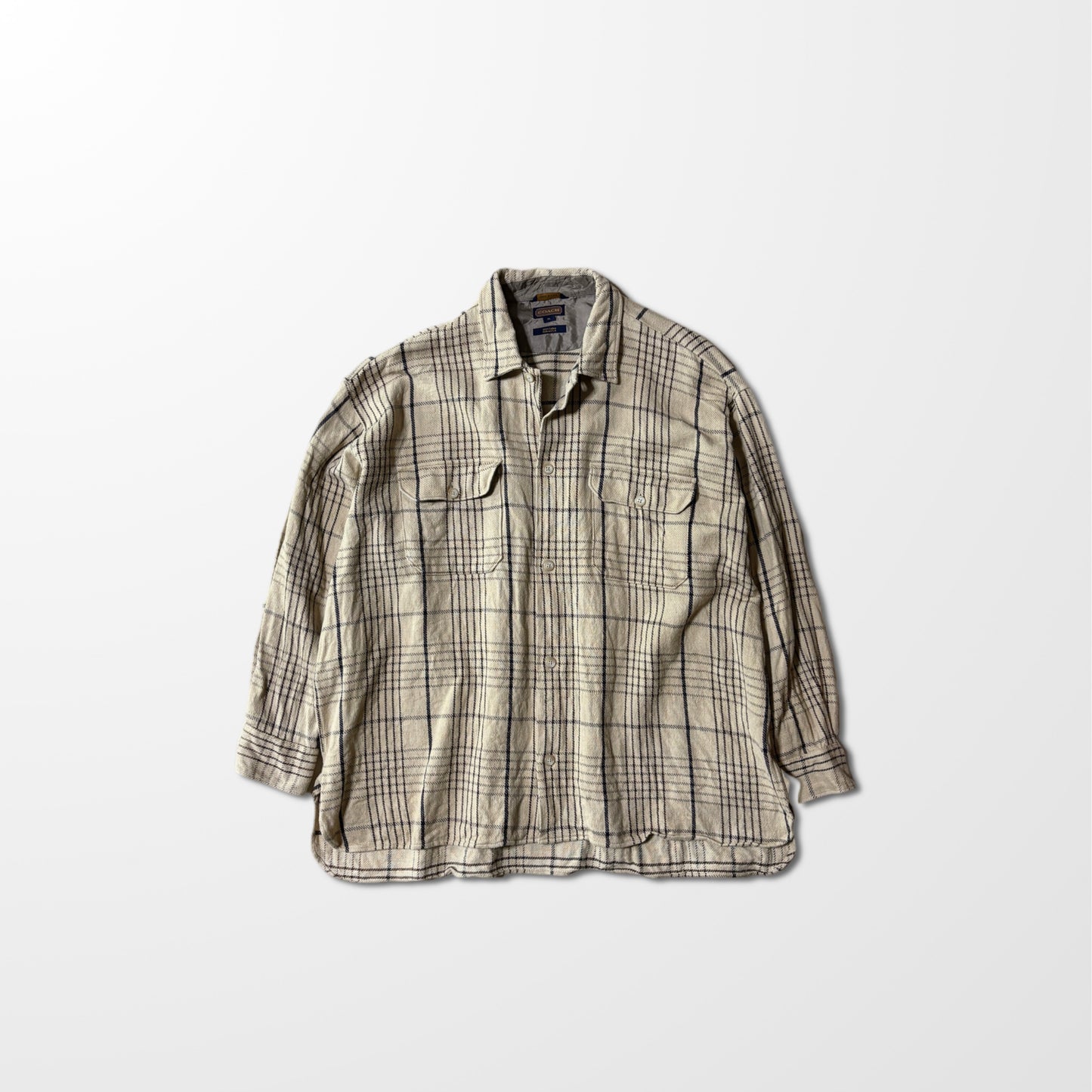 Coach USA Cotton Check Work Shirt in Beige – XL