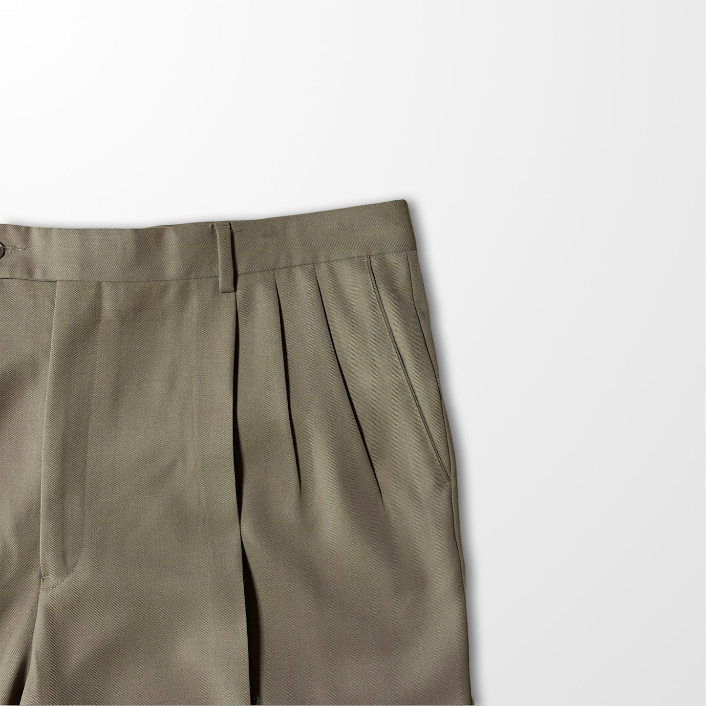 Givenchy 3-Tuck Wide Trousers – Beige × Khaki, Vintage Luxury