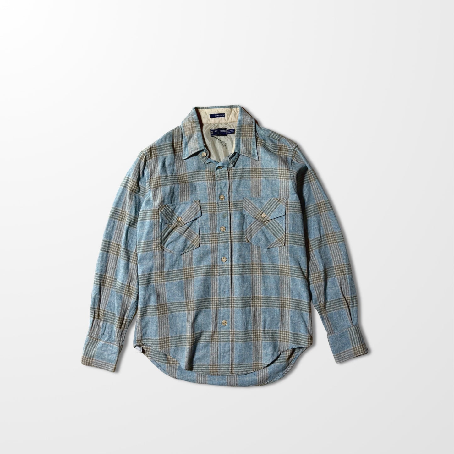 80s Van Heusen Wool Blend Plaid Shirt – M / Made in Korea