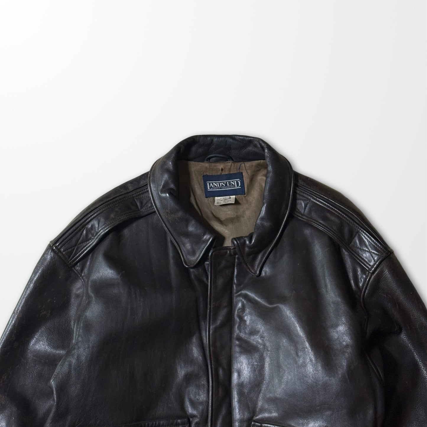 Lands’ End USA Leather Flight Jacket – Brown, XL