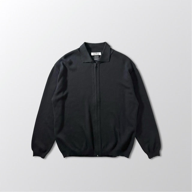 Merino Wool Zip Knit Polo Black – Made in Italy L