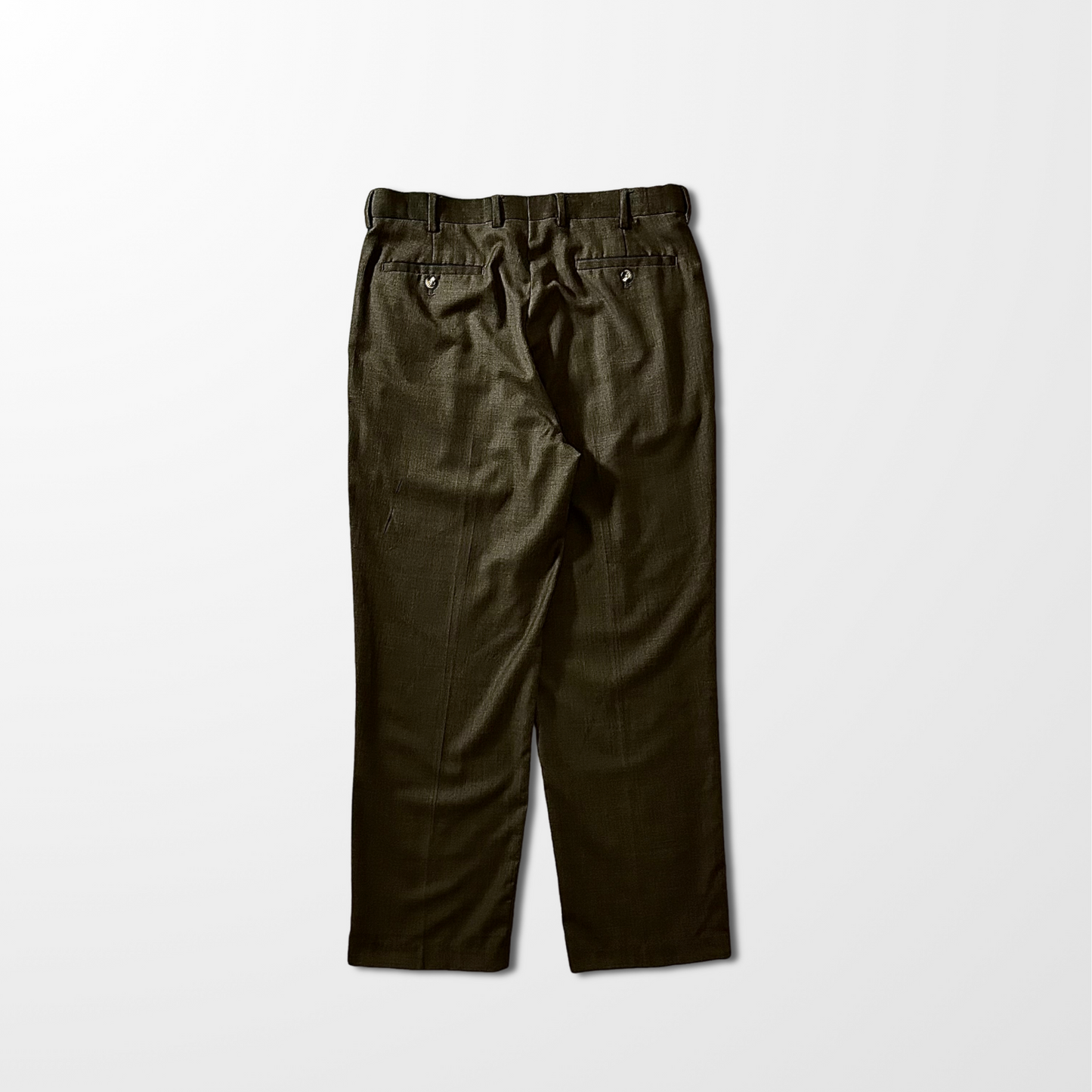 Wool Blend Two Pleated Trousers – Olive – W34