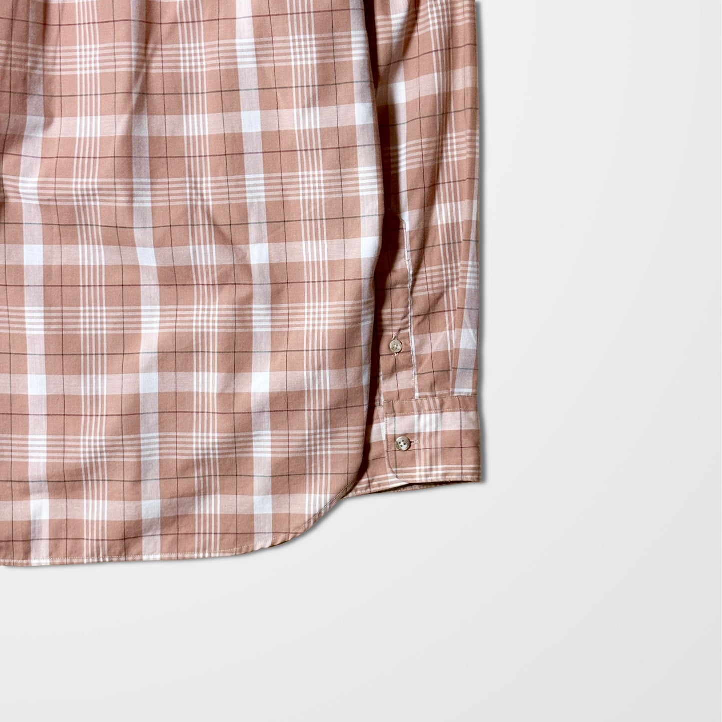 Christian Dior Gingham Check Shirt – Peach & White – Size XL  – Vintage