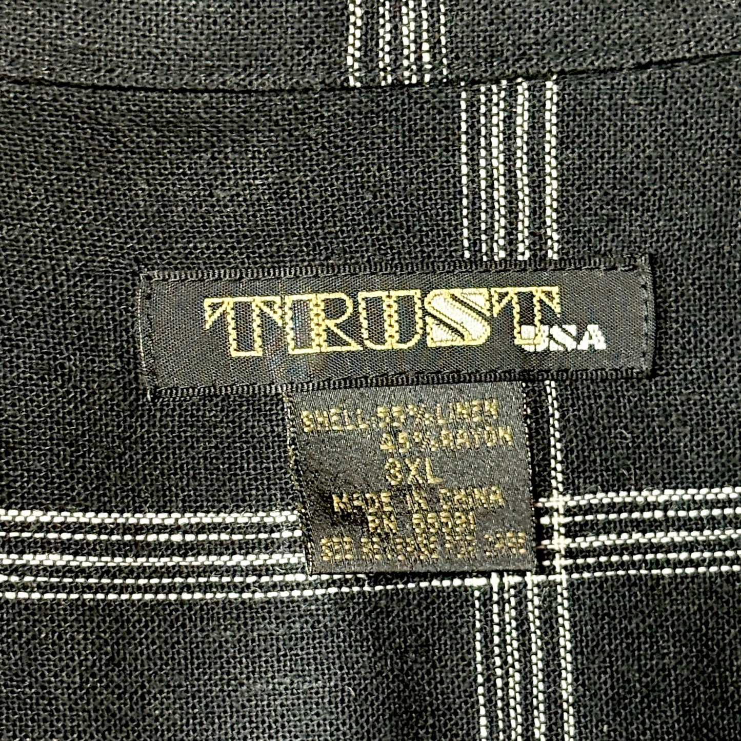 Linen Rayon Windowpane Check Shirt Black– 3XLTRUST USA