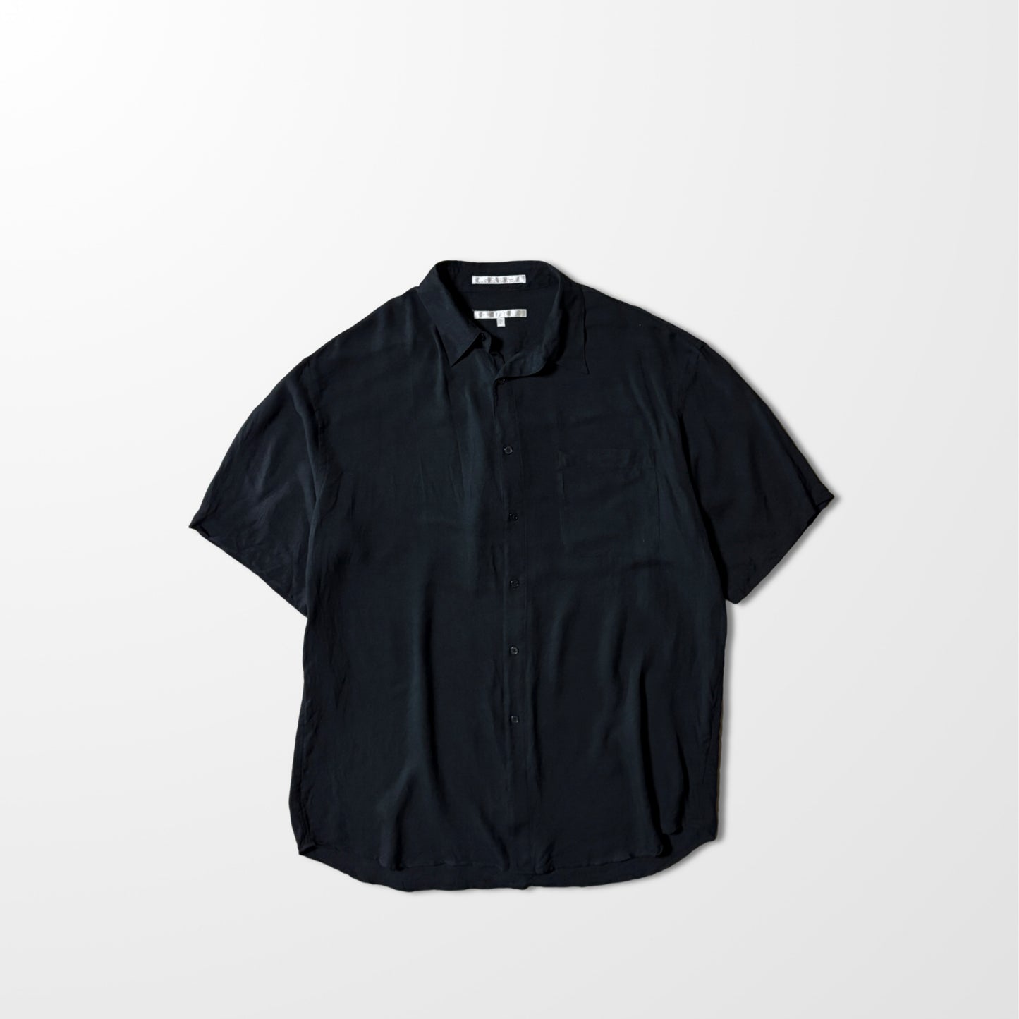 Perry Ellis Silk Black Open Collar Shirt - Rayon