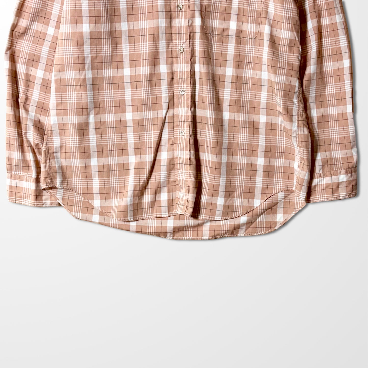 Christian Dior Gingham Check Shirt – Peach & White – Size XL  – Vintage