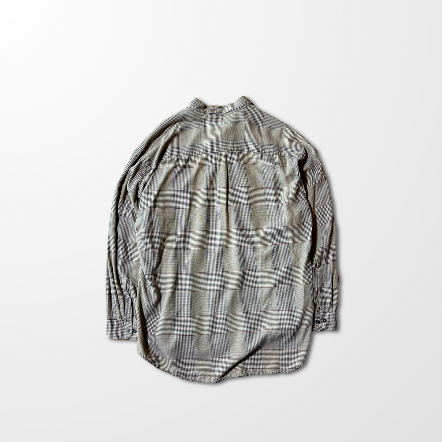 PERRY ELLIS Cotton  Check Shirt – Beige Brown - XL